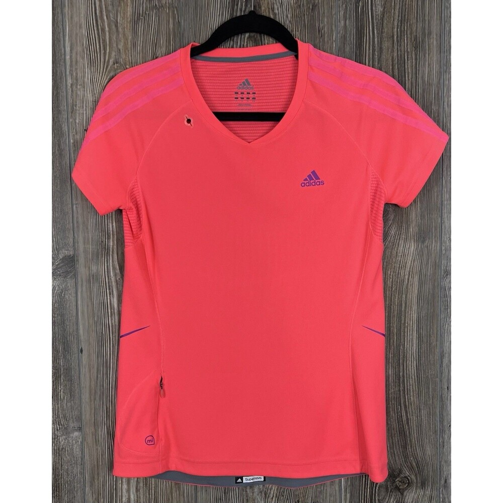 ADIDAS Supernova Women's Short Sleeve V-Neck Workout Athletic Shirt Size MED